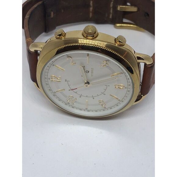 Fossil Q FTW1201 Womens Brown Leather Analog Silver Dial Hybrid Smartwatch CM268 - Picture 6 of 9